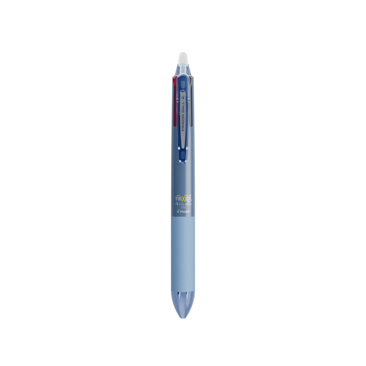 PILOT Stylo Roller FriXion Ball 4 Couleurs (noir, bleu, rouge, vert) - Roller encre gel - Pointe Fine 0,5mm- Corps bleu irise