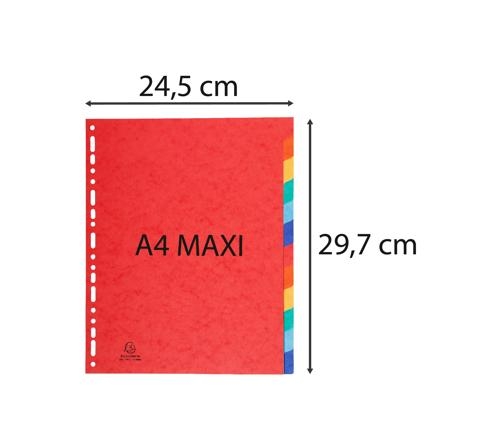 EXACOMPTA Jeu d'intercalaires 12 positions format 24x30cm pour pochettes perforées. Carte lustrée 3/10e