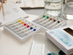 Boîte de 12 tubes de peinture aquarelle. Gamme etude/studio. LEFRANC BOURGEOIS  Tubes de 10ml