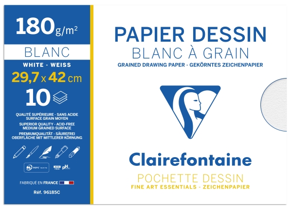 Pochette de Papier Dessin Blanc A3 10F 180g spéciale rentrée des classes