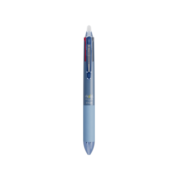 PILOT Stylo Roller FriXion Ball 4 Couleurs (noir, bleu, rouge, vert) - Roller encre gel - Pointe Fine 0,5mm- Corps bleu irise