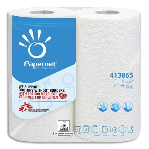 Paquet de 2 Essuie-tout 2 plis pure cellulose